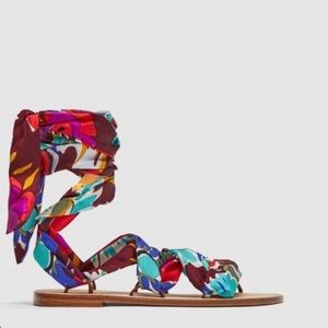 Zara Flat Sandals with Scarf Detail